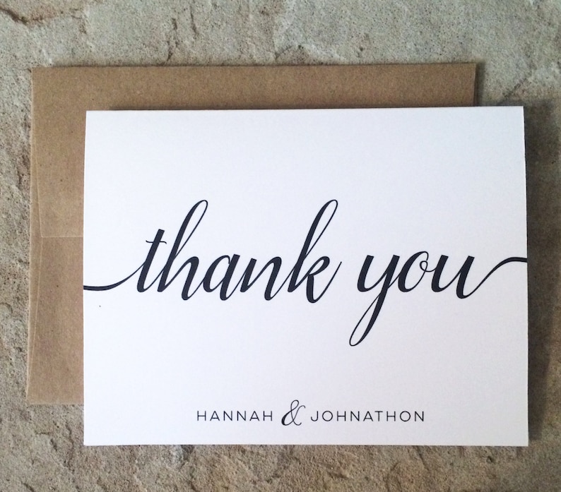 Personalized Thank You Cards Wedding Graduation All occassion Thank You Notes Black and White Thank Yous set of 10 image 1