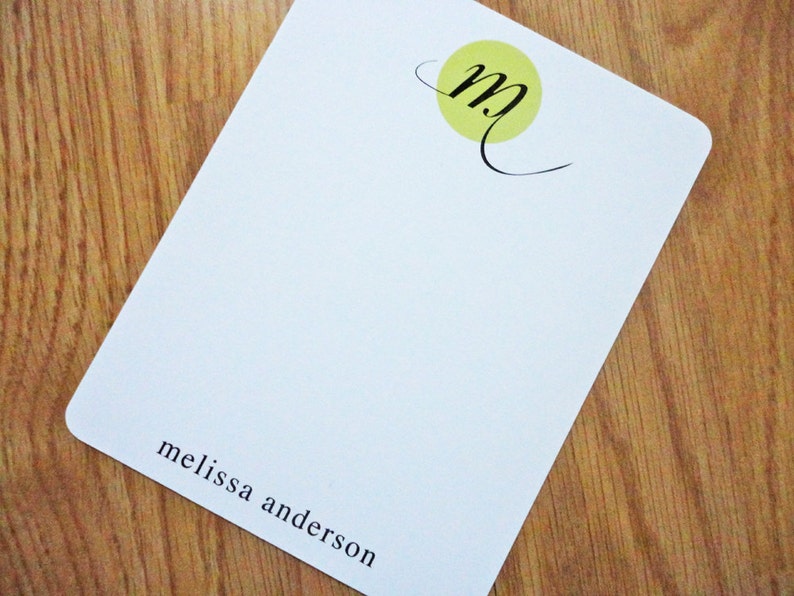 Personalized Monogrammed Notecards - Set of 12 Flat Note Cards - Etsy