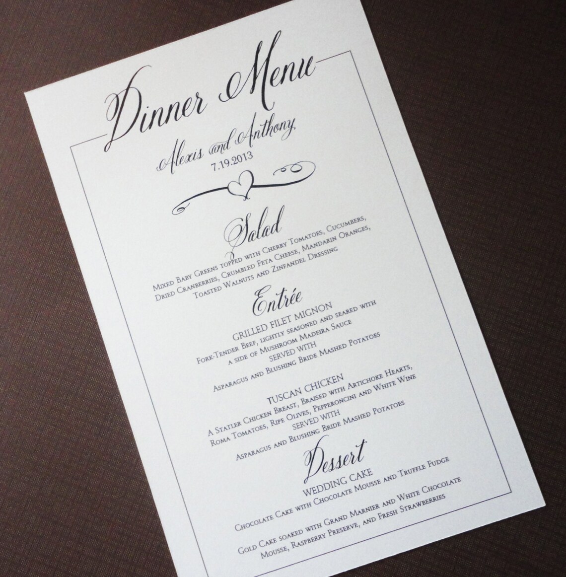 Ivory Wedding Dinner Menus - Rustic Script, Elegant Vintage Design - Etsy