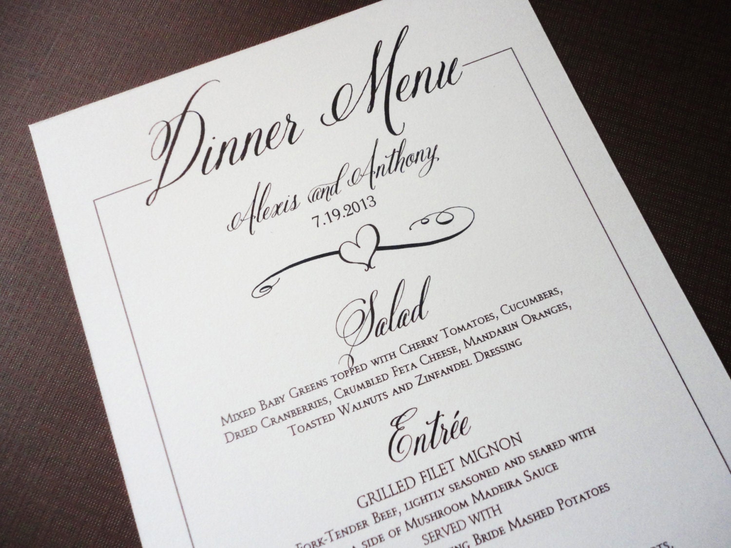 Ivory Wedding Dinner Menus - Rustic Script, Elegant Vintage Design - Etsy