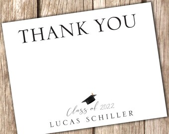 Thank You Graduation Flat Note Cards - Class of 2022 | Personalized