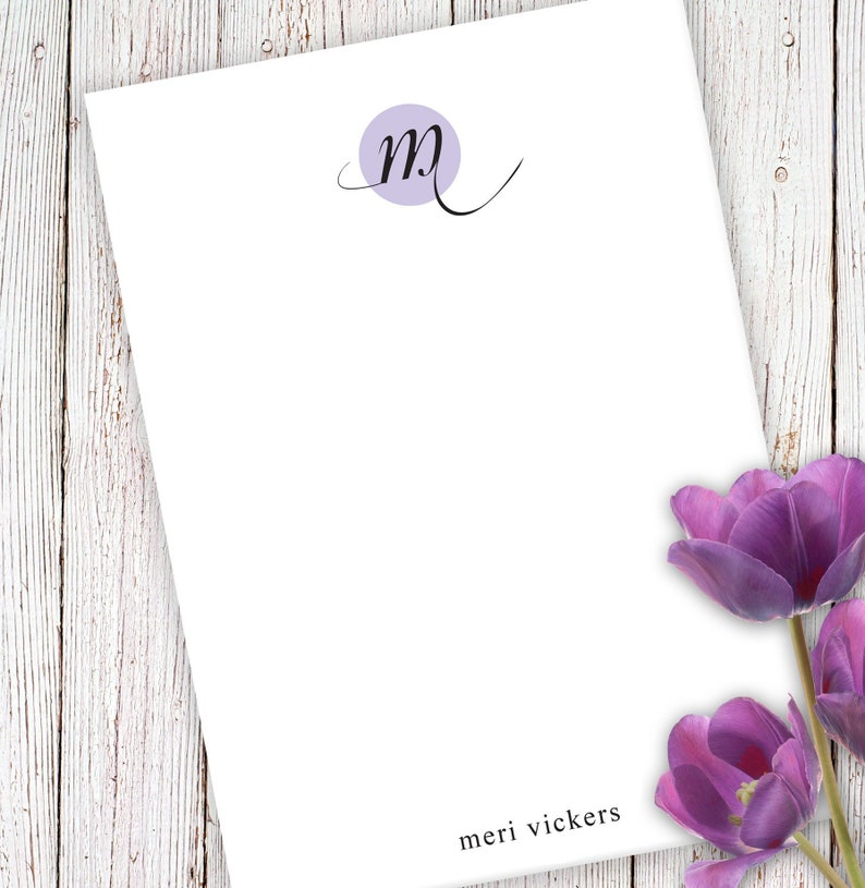 Personalized, Monogrammed Notepad 50 sheets Teachers Gift , Bridesmaids Gift Christmas Gift image 1