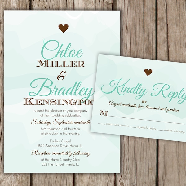 Mint Wedding Invite - Etsy