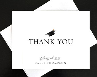 Thank You Graduation Folded Note Cards - Class of 2024 | Personalized