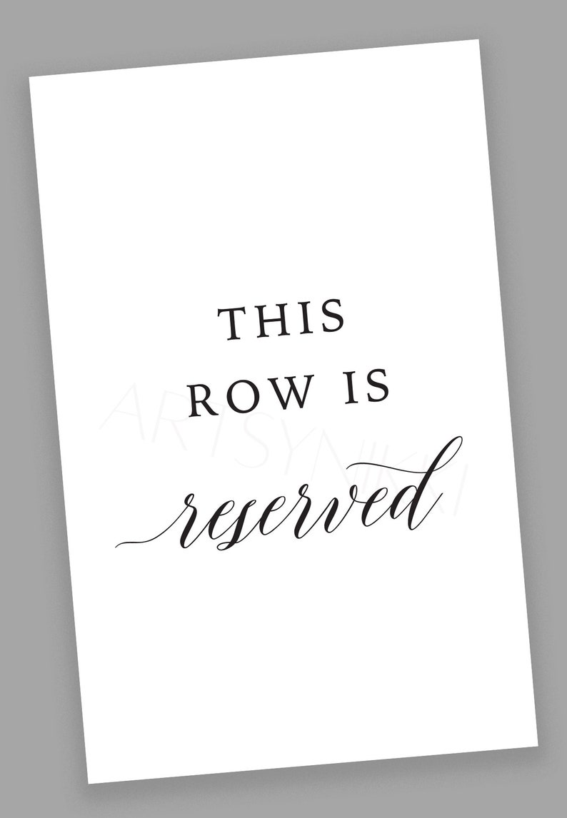 Reserved Seating Row Sign Digital Download image 2