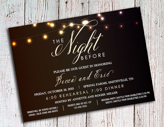 Rehearsal Dinner Invitations Rustic Party Invitations | Etsy