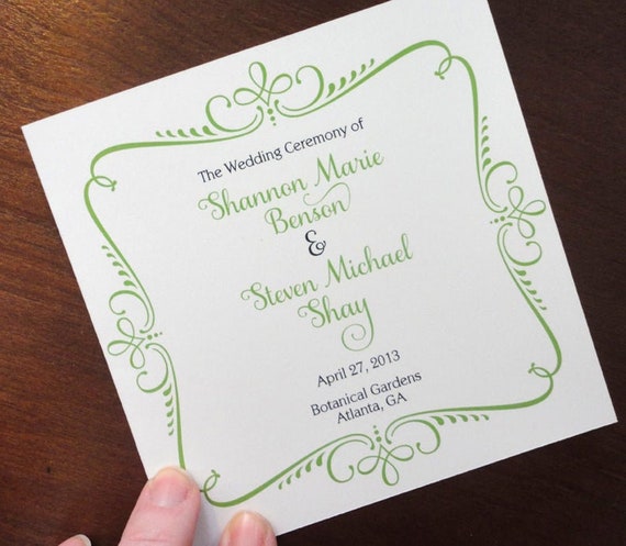 Square Wedding Programs Ceremony Programs Church Programs Etsy
