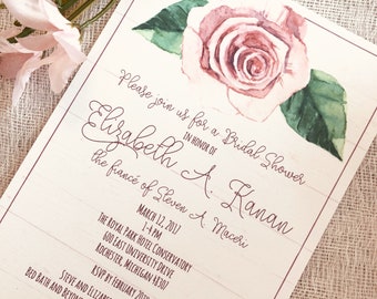 Bridal Shower Invitation - Wedding Shower Invitation - Shower Thank you Set, Soft Roses Watercolor Shower Invitations - 10
