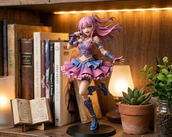 Hand-Painted Anime Idol Figurine, 3D Printed Kawaii Statue, Music Lover Desk Decor