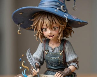 Hand-Painted Anime Witch Figurine, 3D Printed Magic Lover Collectible Statue