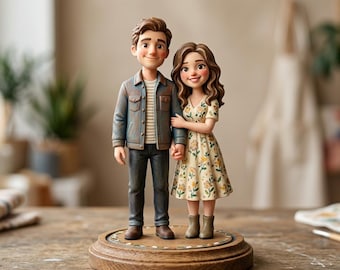 Custom Couple Figurine, Hand-Painted 3D Printed Wedding Anniversary Gift