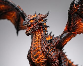 Hand-Painted 3D Printed Dragon Figurine, Fantasy Desk Decor