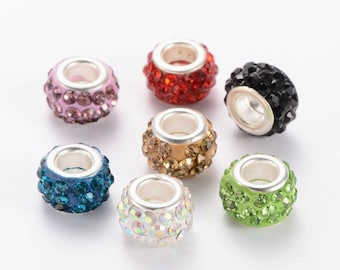 5pcs-9mmX10mm silver tone big hole spacer beads,5mm big hole European beads