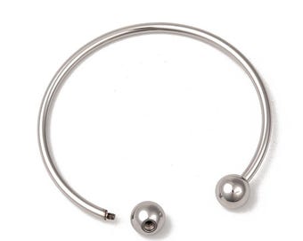 Bracelet jonc en acier inoxydable avec perle twist off de 10 mm : bijoux DIY de style européen