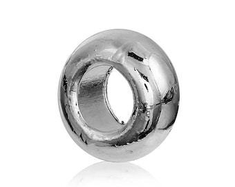 Silver European Beads: Large Hole Rondelle Spacer 10 mm  (5 or 10 Bead Pack)