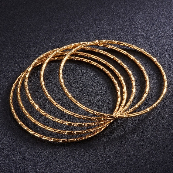 Lot De 6 Bracelets Jonc Laiton Doré Et Perles Amahlé - Bracelets Ethniques Ajustables Neufs