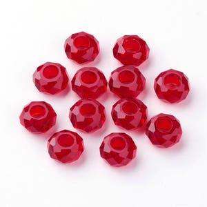 Large hole beads no metal core red, green, clear,clear ab, silver and gold: group of 5 same color or 6 beads mix 1 each color