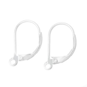 Sterling silver plated leverback earring findings,  set of 2 pairs, jewelry findings, earwires
