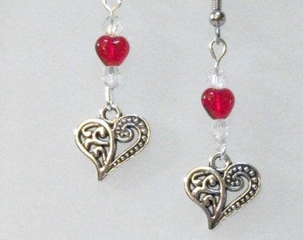 Fancy heart charm earrings Valentine's gift,girlfriend gift, Valentine jewelry