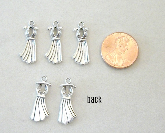 Wholesale Tibetan Dress Charm Pendants Antique Silver 23mm 5 Packs Of 10 W5-ZX00370 Wholesale Tibetan Dress Charm Pendants Antique Silver 23mm 5 Packs Of 10 W5-ZX00370