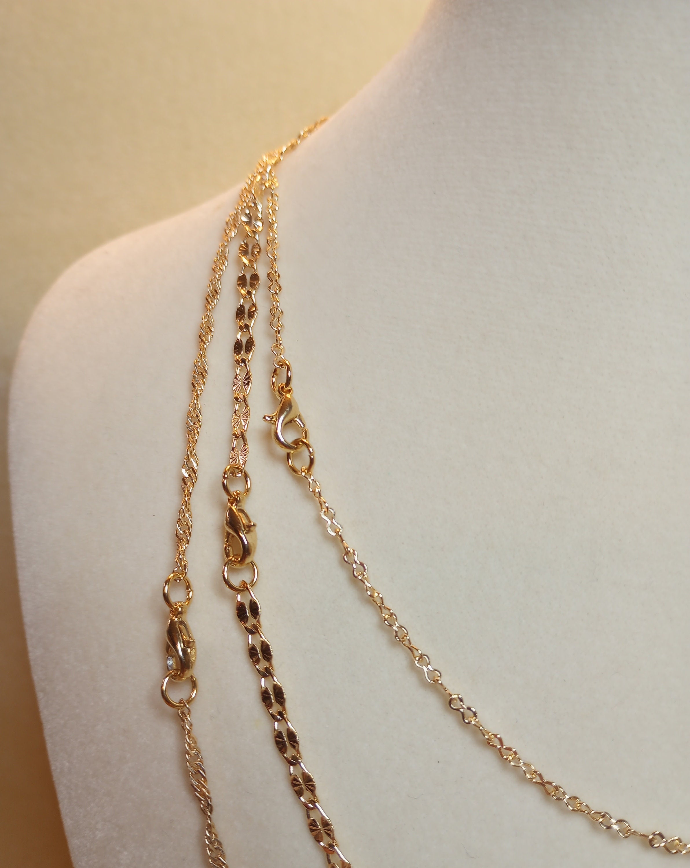 24Kt 金メッキチェーン 3本セット 長さ16;18;21インチ - Etsy 日本