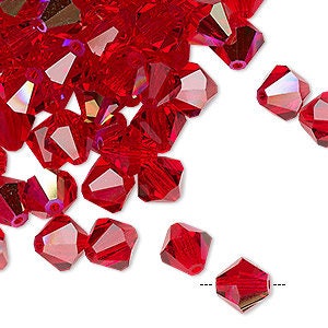 AAA Crystal Bicone Beads: Red, Emerald, Clear, or Aurora Borealis Finish