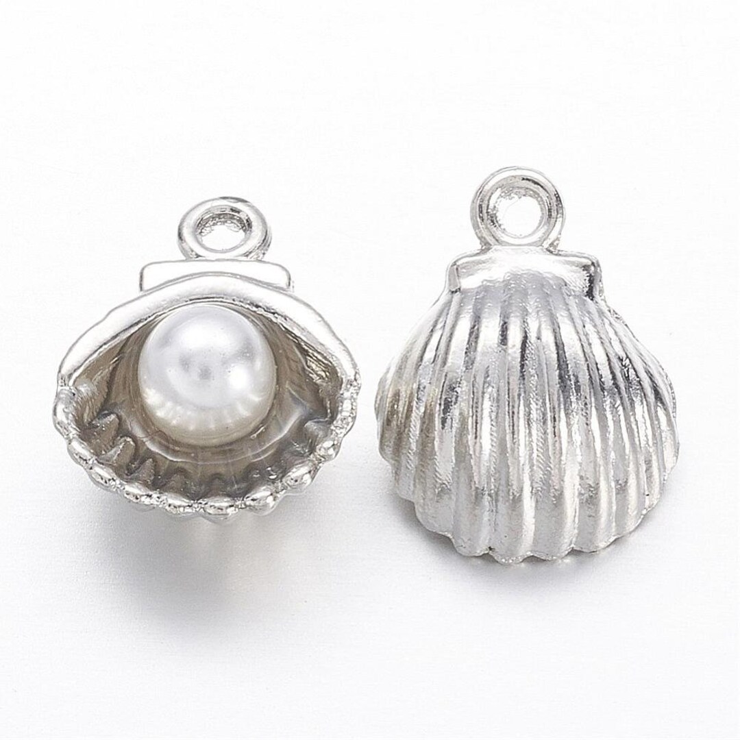 Silver Alloy Seashell Charm With Acrylic Pearl: DIY Jewelry Finding - Etsy