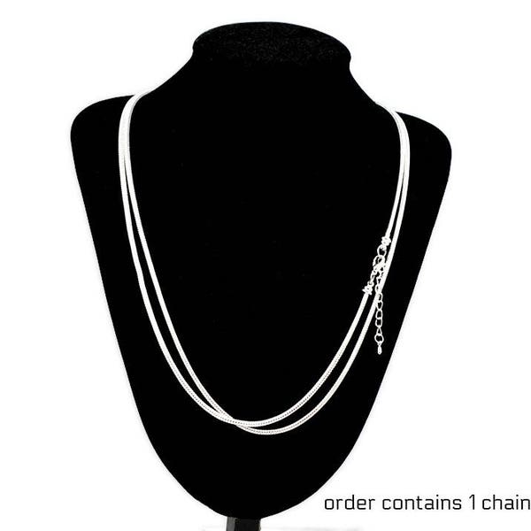 Snake chain 3mm necklace length 17 3/4 inch, with removable end cap to fit large hole Europeans style beads, DIY jewlelry
