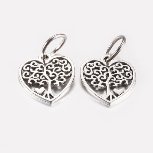 Tree of life design heart shape antique silver tone European style dangle charm,choose 1 or 2 charms DIY jewelry, Euro dangle