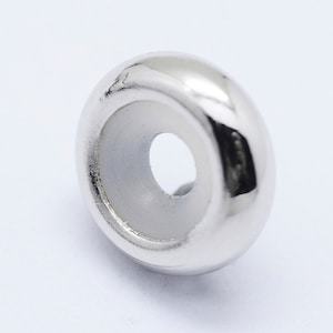 Platinum plated brass 8.5 x 4mm stopper beads 2mm rubber inner, grips 3mm bracelets set of 2 or 4