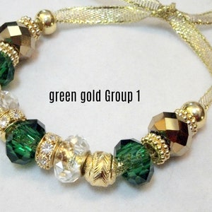 Gold tone European style beads and spacers in groups, for DIY bracelets, large hole beads,pick your style