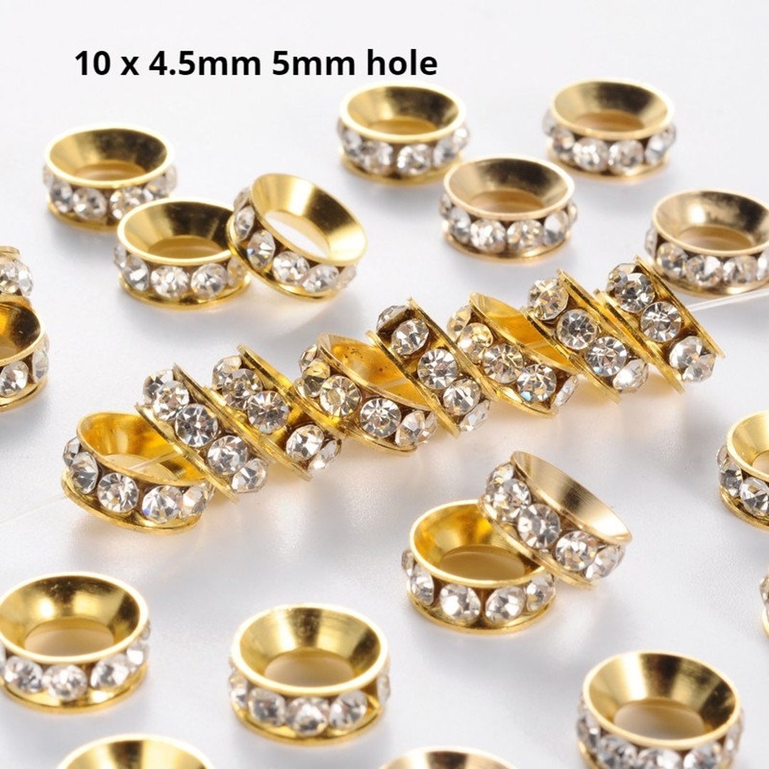 10mm Rhinestone Spacers (large hole) Spacer Beads – Spectral Art Designs