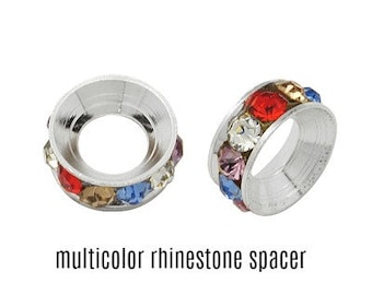 Rhinestone Spacer Beads: Multi Color Euro Beads (Set of 5)