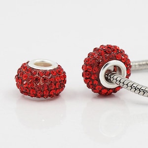 Pavé de strass de qualité A, grosses perles, résine, siam clair, trou de 12 mm, lot de 2 ou 4 mm