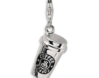 Coffee travel cup clip on charm, choose 1 or 2 charms DIY charm, DIY jewelry, trinket, gift tie on, party favor, clip on charm,