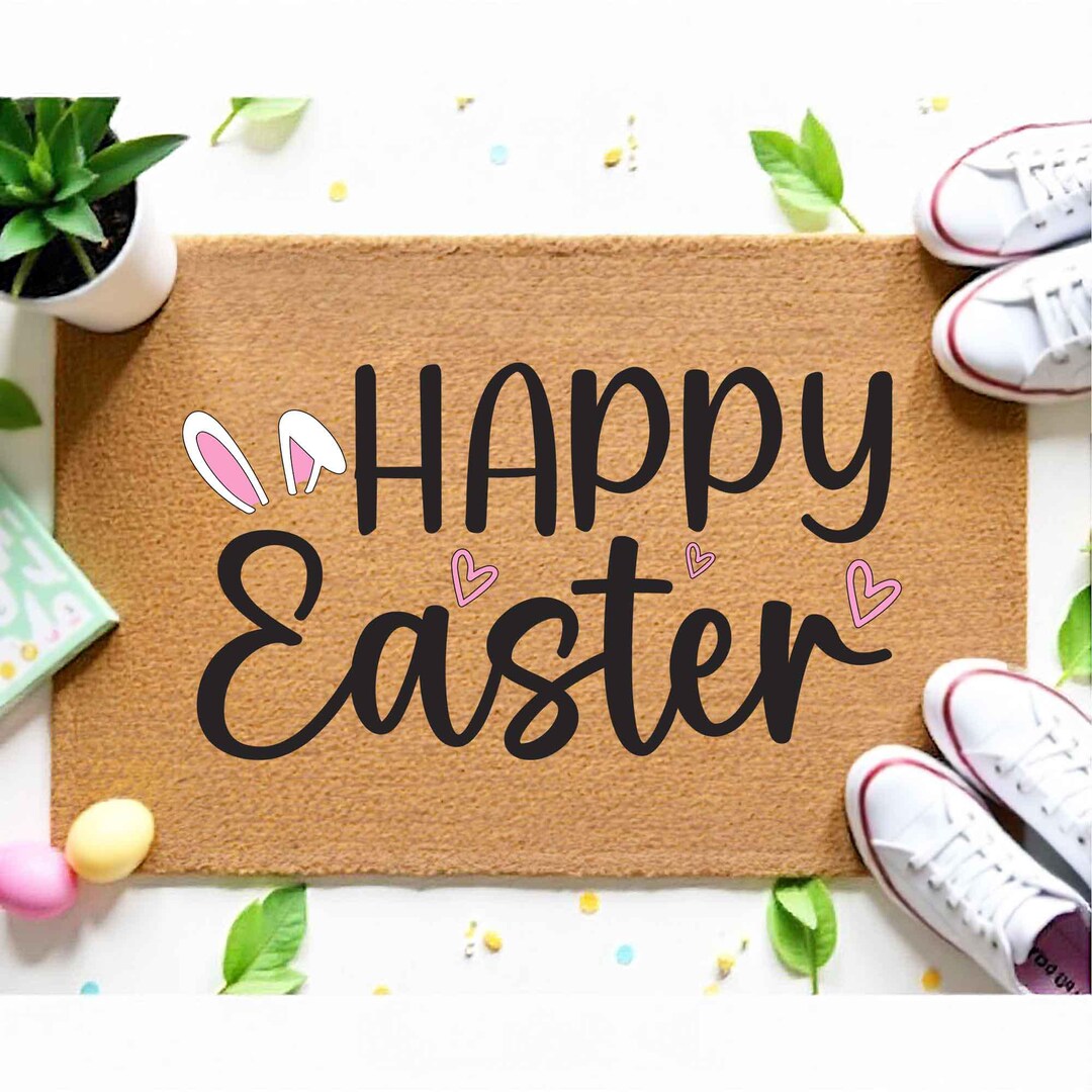 Happy Easter Rug Happy Easter Front Door Decor Mat - Colorful Easter Festive Decoration ...