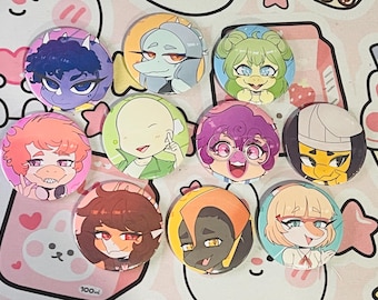 Chibi Snoot/GVH buttons - Holographic Options (58mm/2.25 inch)