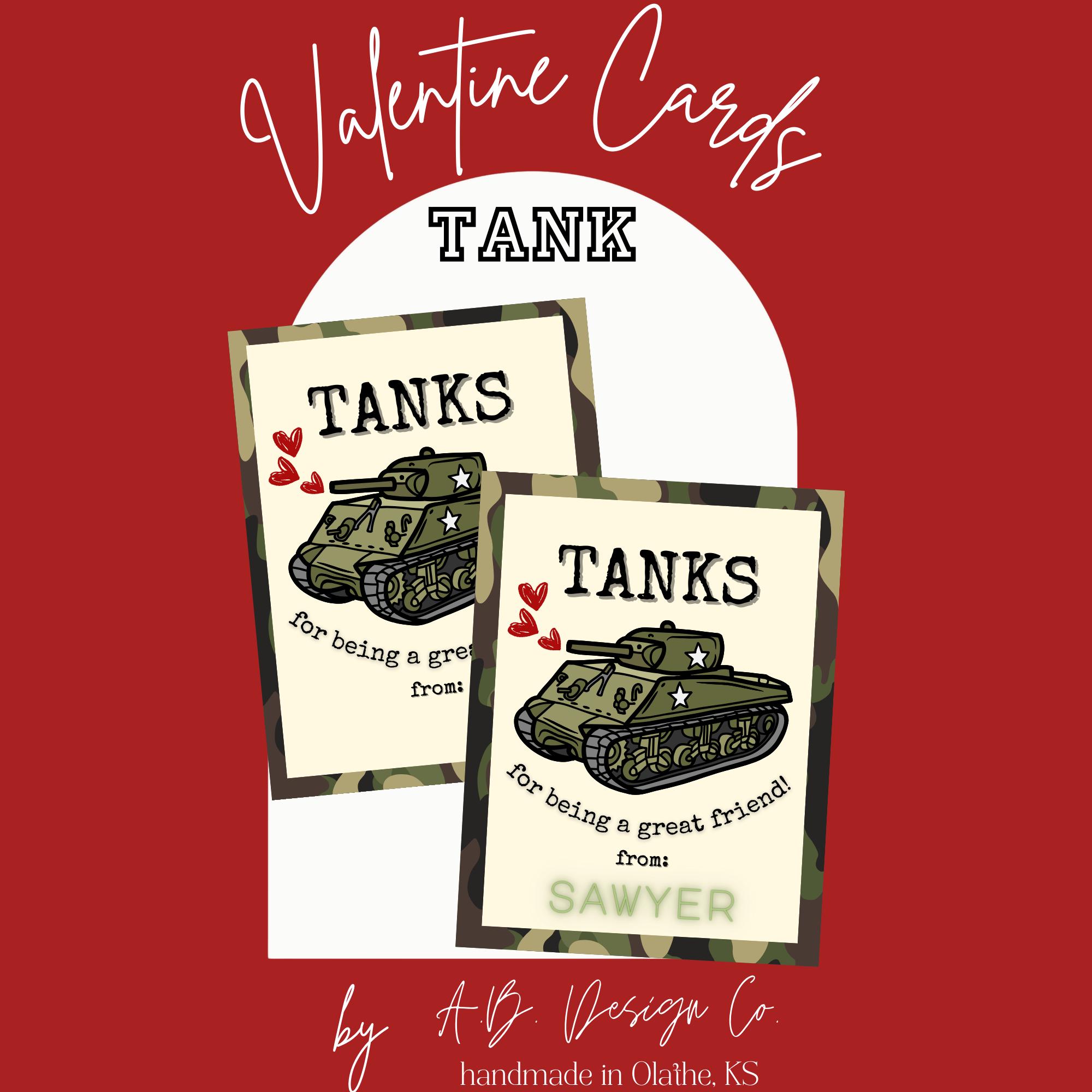 Printable Tank Valentine- Friend Valentine Cards-valentine Exchange ...