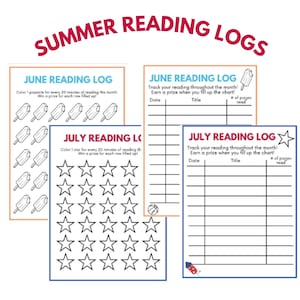 Summer Reading Tracker Printable | Kids Reading Log | Summer Reading Challenge | Book Log for Kids | Instant Download