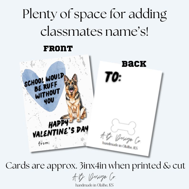 Its Ruff Without You Printable Dog Valentine Cards - Kids Class Exchange, Printable DIY (PDF ...