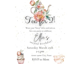 Floral Tea Party Invitation - Editable Digital Download