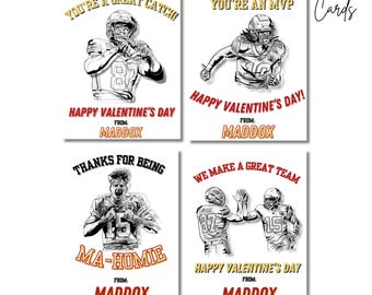 Tarjetas de San Valentín de los Chiefs para imprimir - Tarjetas de San Valentín de los Kansas City Chiefs - Tarjetas de San Valentín para niños - Descarga instantánea