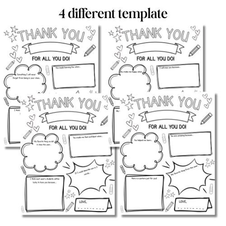 Teacher Appreciation Writing Activity | 4 Printable Templates | Digital ...