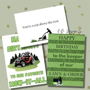 Biglietti di compleanno stampabili con tema falciatura - Download immediato