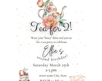 Floral Tea Party Invitation - Customizable Elegant Invite