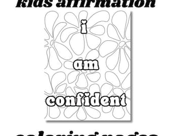 Kids Affirmation Coloring Pages | Positive Affirmations for Confidence (Digital Download)