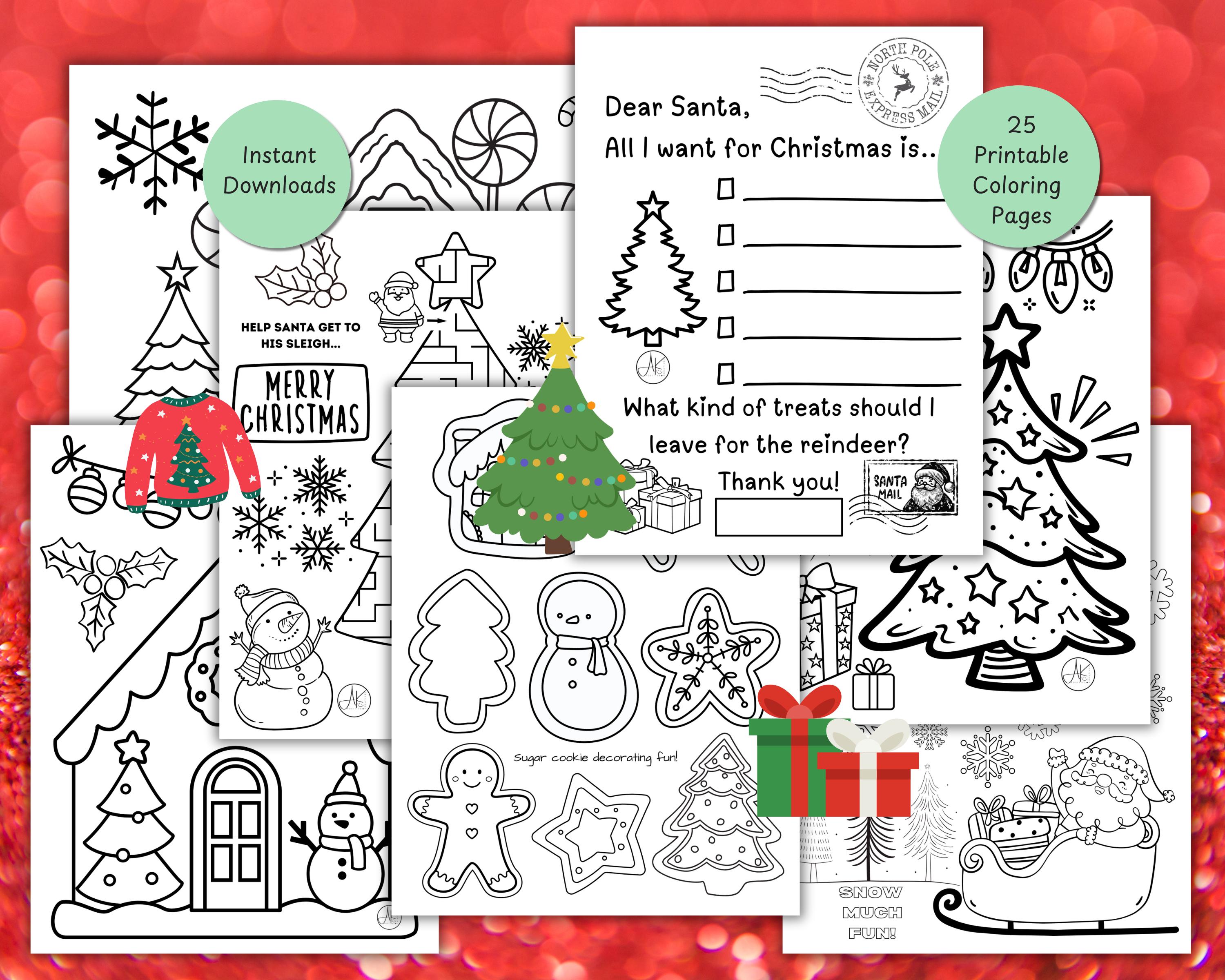 Christmas Coloring & Activity Pages | 25 Pages Holiday Fun Printables ...
