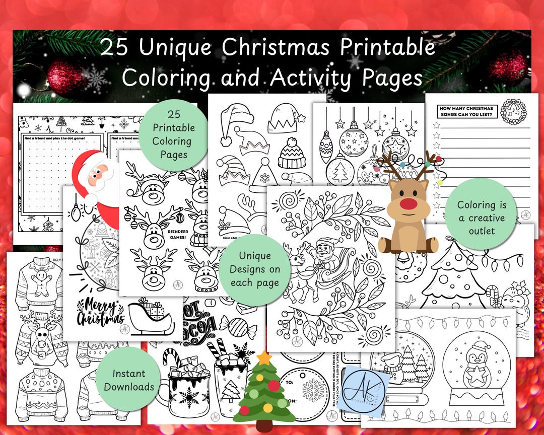 Christmas Coloring & Activity Pages 25 Pages Holiday Fun Printables ...