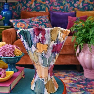 Vintage Italian Art Pottery Vase Nazareno Artistica Maximalist Postmodern MCM