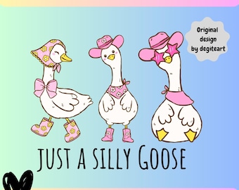 Just A Silly Goose Summer PNG, Trending Goose Design Digital Download, Cute Retro Goose Family, Funny Goose Clip art | Popular Png Svg pdf